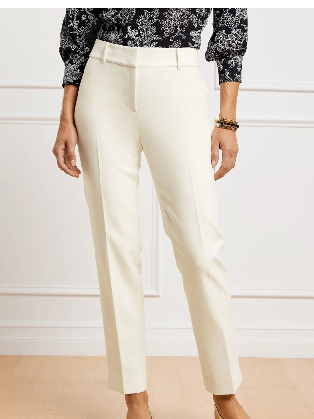 Talbots Cream Hampshire Ankle Tailored Dress Trousers